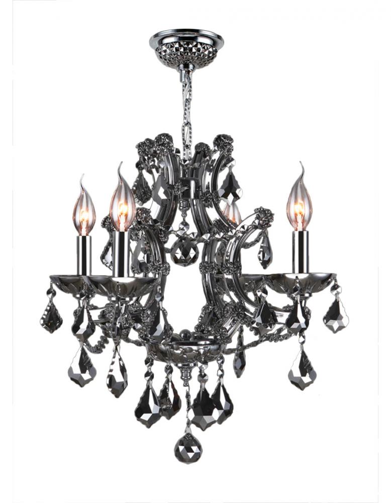 Lyre Collection 4 Light Chrome Finish and Chrome Crystal Chandelier 19&#34; D x 18&#34; H Medium