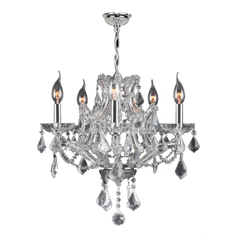 Lyre Collection 5 Light Chrome Finish and Clear Crystal Chandelier 19&#34; D x 18&#34; H Medium