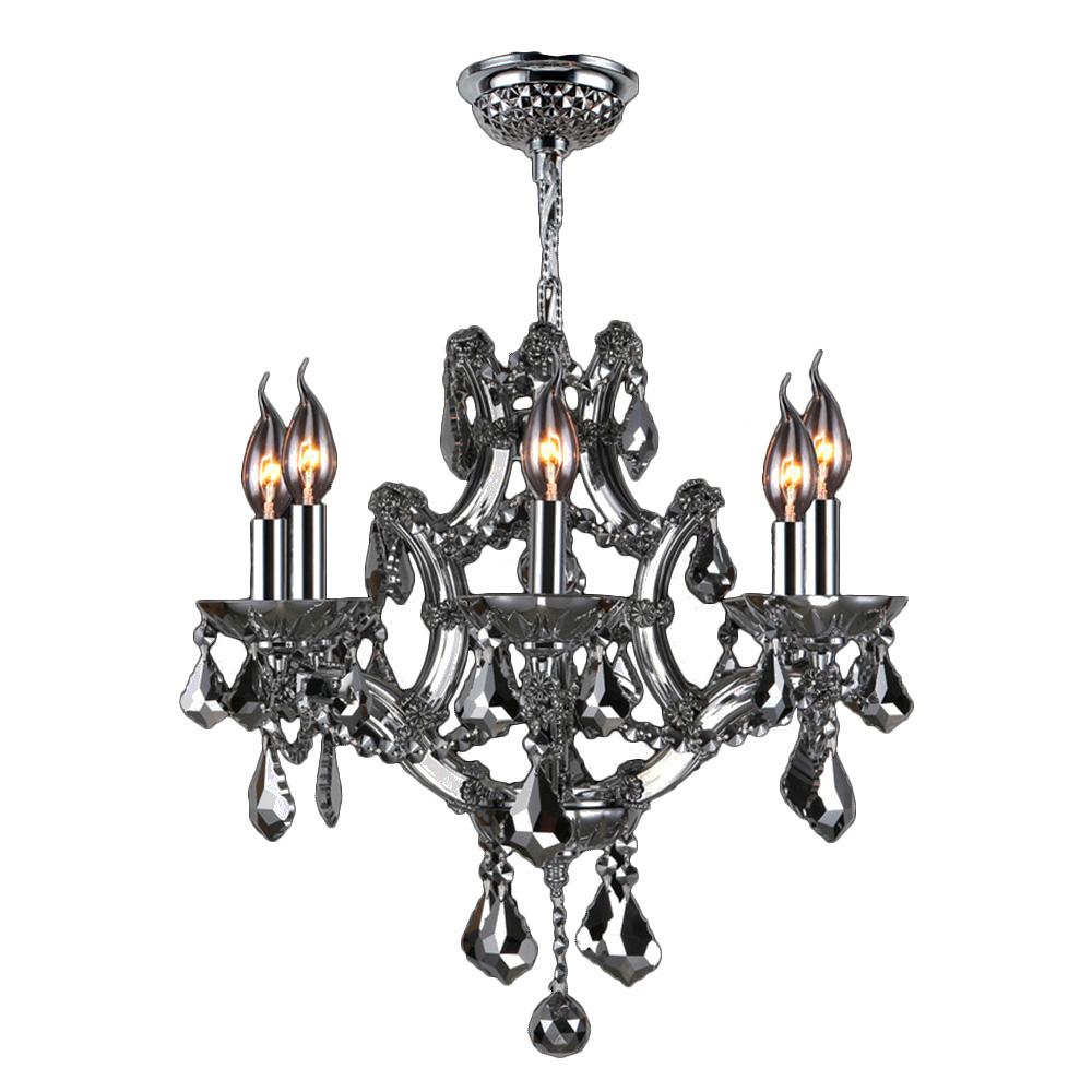 Lyre Collection 6 Light Chrome Finish and Chrome Crystal Chandelier 20&#34; D x 19&#34; H Medium