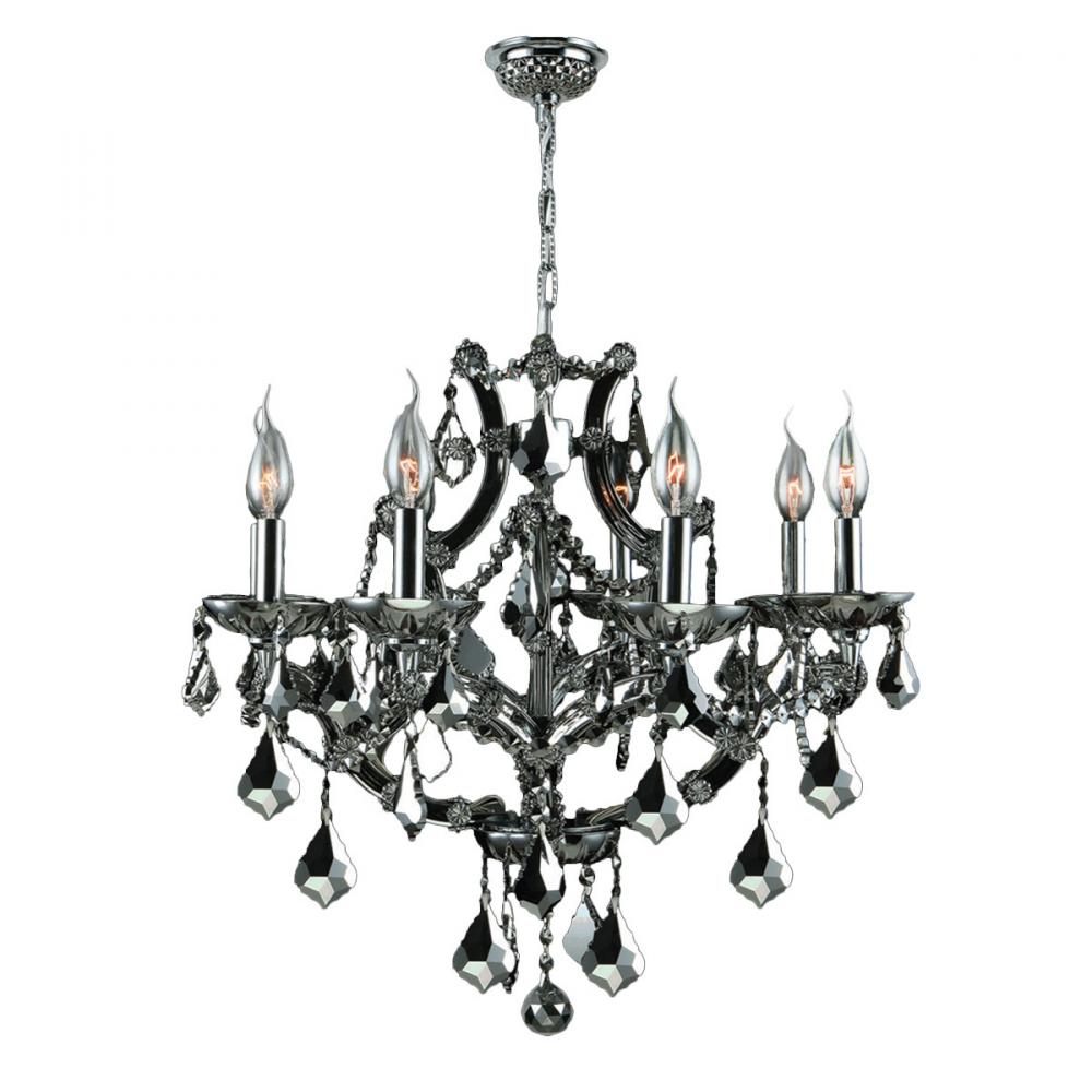 Lyre Collection 8 Light Chrome Finish and Black Crystal Chandelier 26&#34; D x 22&#34; H Large