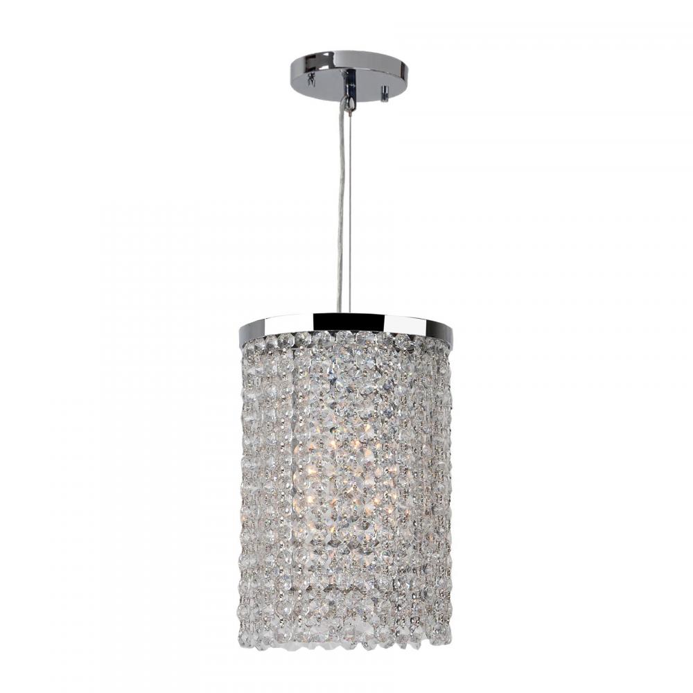 Prism Collection 1 Light Chrome Finish and Clear Crystal Round Pendant 6&#34; D x 10&#34; H Mini