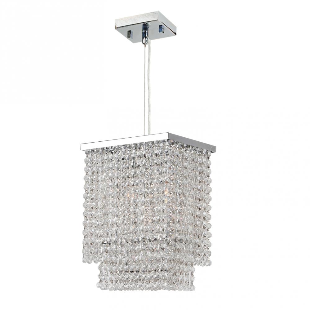 Prism Collection 3 Light Chrome Finish and Clear Crystal Rectangle Pendant 10&#34; L x 6&#34; W x 12