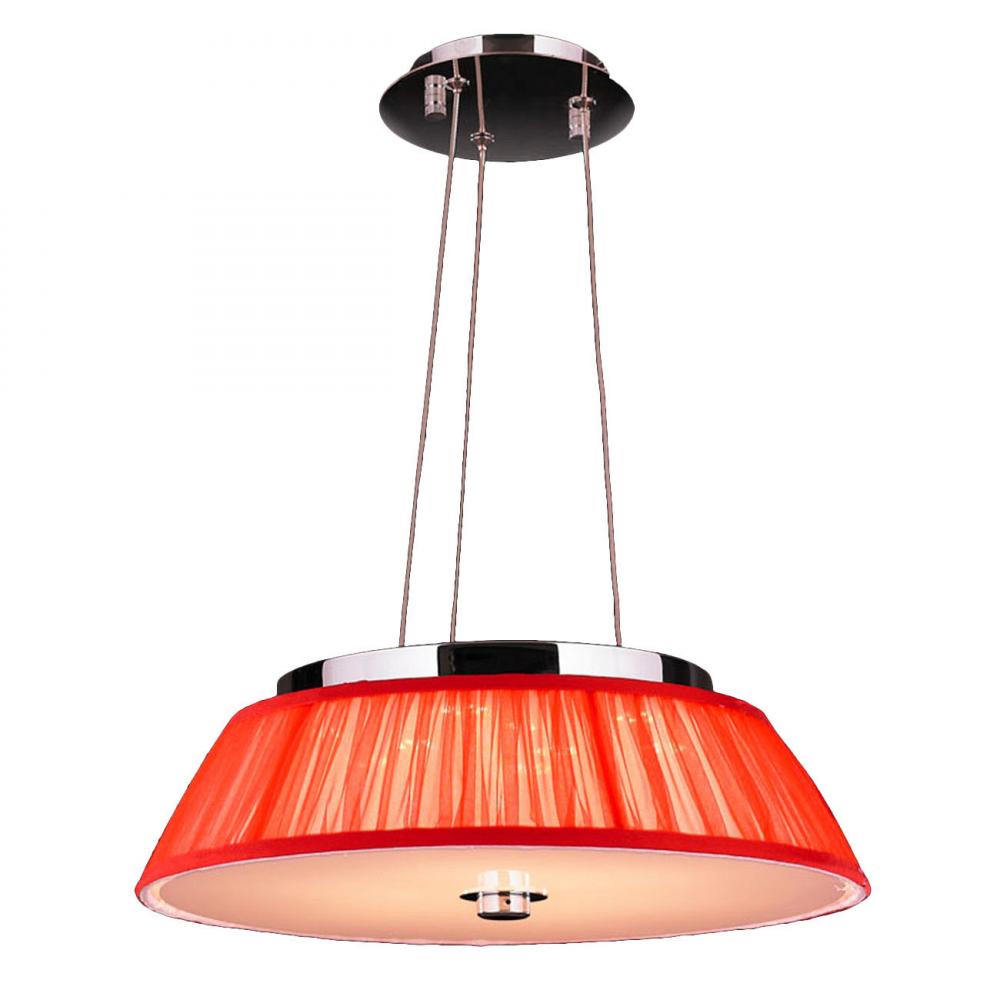 Alice Collection 6 Light LED Chrome Finish with Red String Empire Shade Pendant 16&#34; D x 4&#34; H