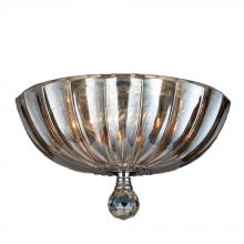 Worldwide Lighting Corp W33141C12-GT - Mansfield 3-Light Chrome Finish and Golden Teak Crystal Bowl Flush Mount Ceiling Light 12 in. Small