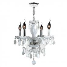 Worldwide Lighting Corp W83103C17-WH - Provence Collection 4 Light Chrome Finish and White Crystal Chandelier 17&#34; D x 18&#34; H Medium