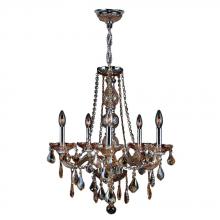 Worldwide Lighting Corp W83104C21-AM - Provence 5-Light Chrome Finish and Amber Crystal Chandelier 21 in. Dia x 26 in. H Medium