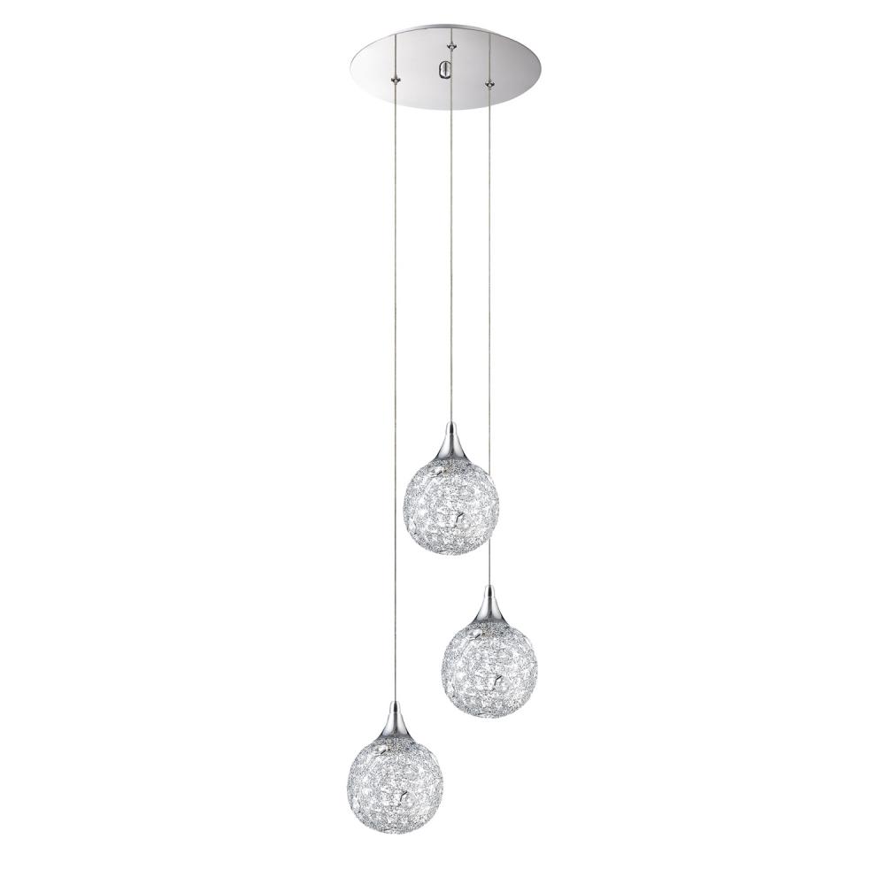 SOLARO series 3-Light Chrome Pendant Pan