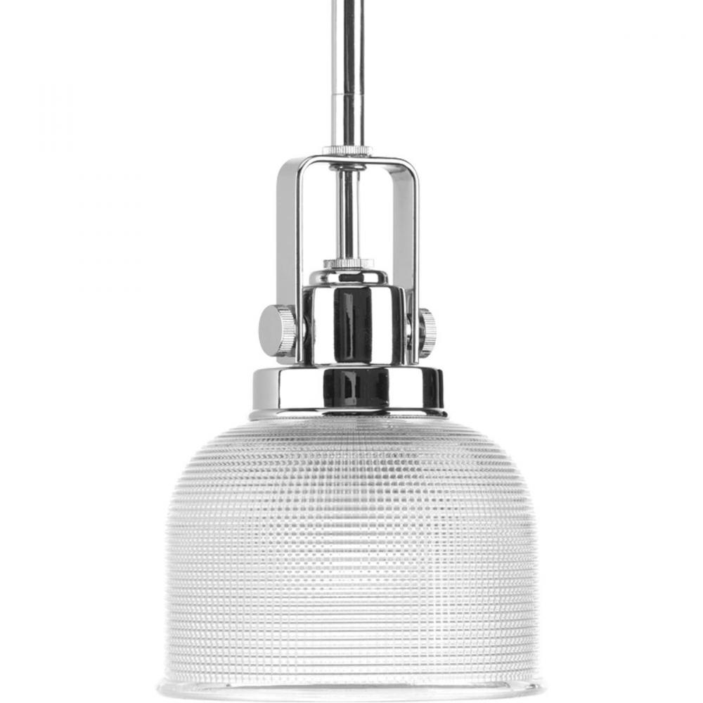 Archie Collection One-Light Polished Chrome Double Prismatic Glass Coastal Mini-Pendant Light