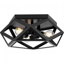 Progress P350244-31M - Saucedo Collection Three-Light Matte Black Modern 14.6&#34; Flush Mount