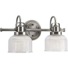 Progress P2991-81 - Archie Collection Two-Light Antique Nickel Clear Double Prismatic Glass Coastal Bath Vanity Light