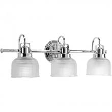 Progress P2992-15 - Archie Collection Three-Light Polished Chrome Clear Double Prismatic Glass Coastal Bath Vanity Light