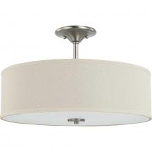 Progress P350168-009 - Inspire Collection Brushed Nickel Three-Light 18&#34; Semi-Flush Mount