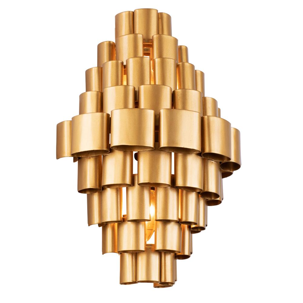 Totally Tubular 2-Lt Sconce - Antique Gold/Carbon Black