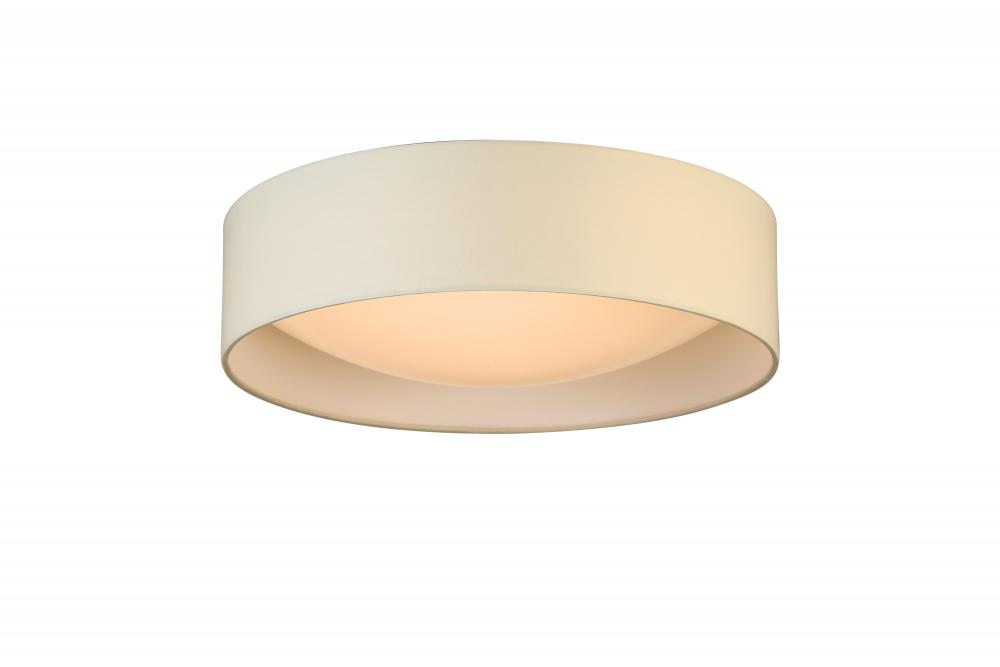 LED Ceiling Light - 16&#34; White Fabric Shade With Acrylic White Diffuser