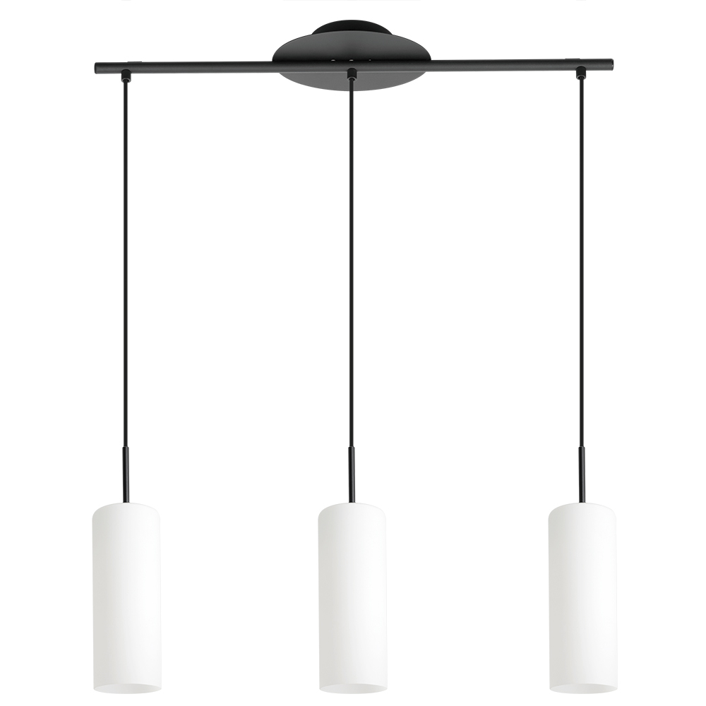 Troy 3 - 3 Light Linear Pendant Sturctured Black Finish Opal Glass Shades 3-60W