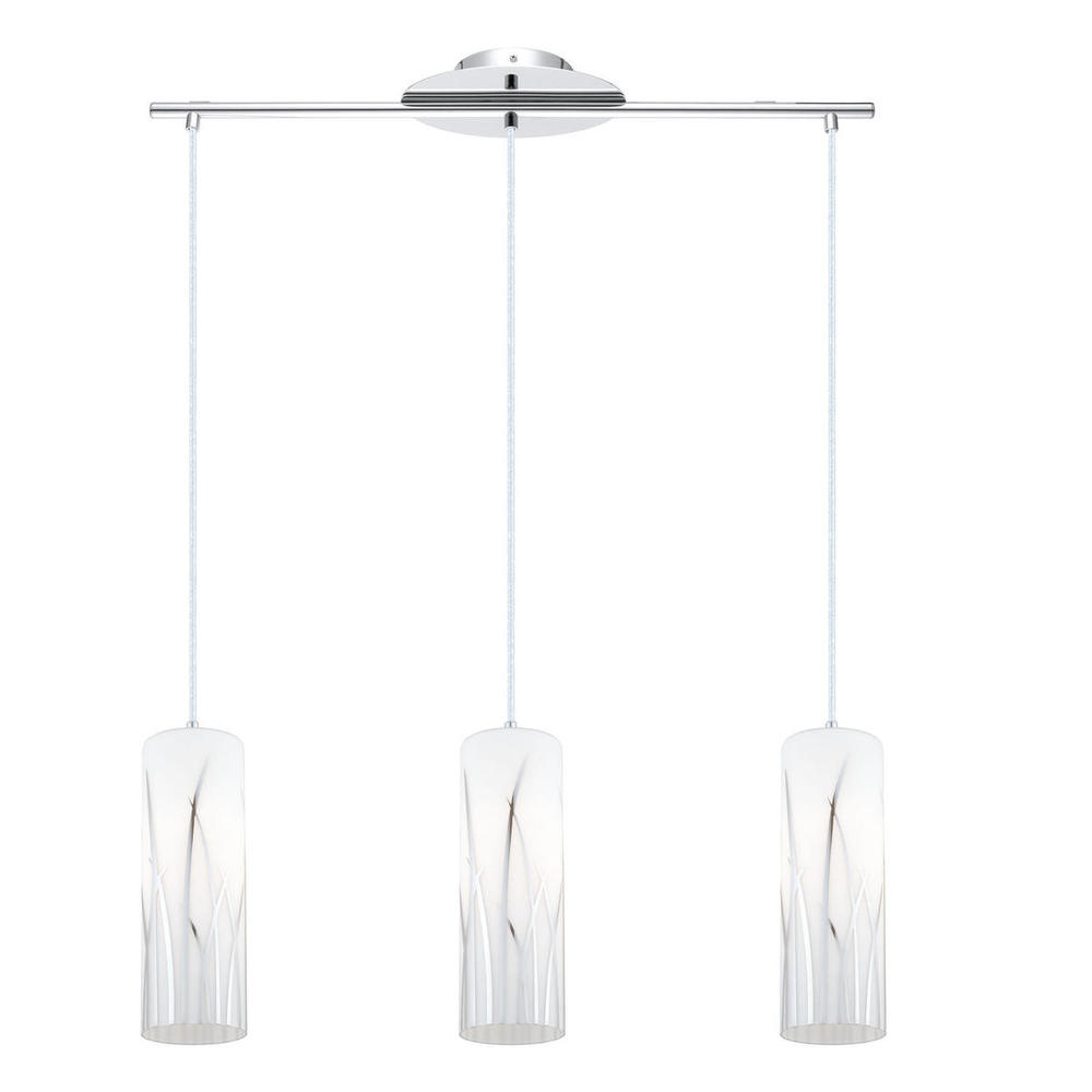 3x100W Multi Light Pendant w/ Chrome Finish & White & Chrome Décor