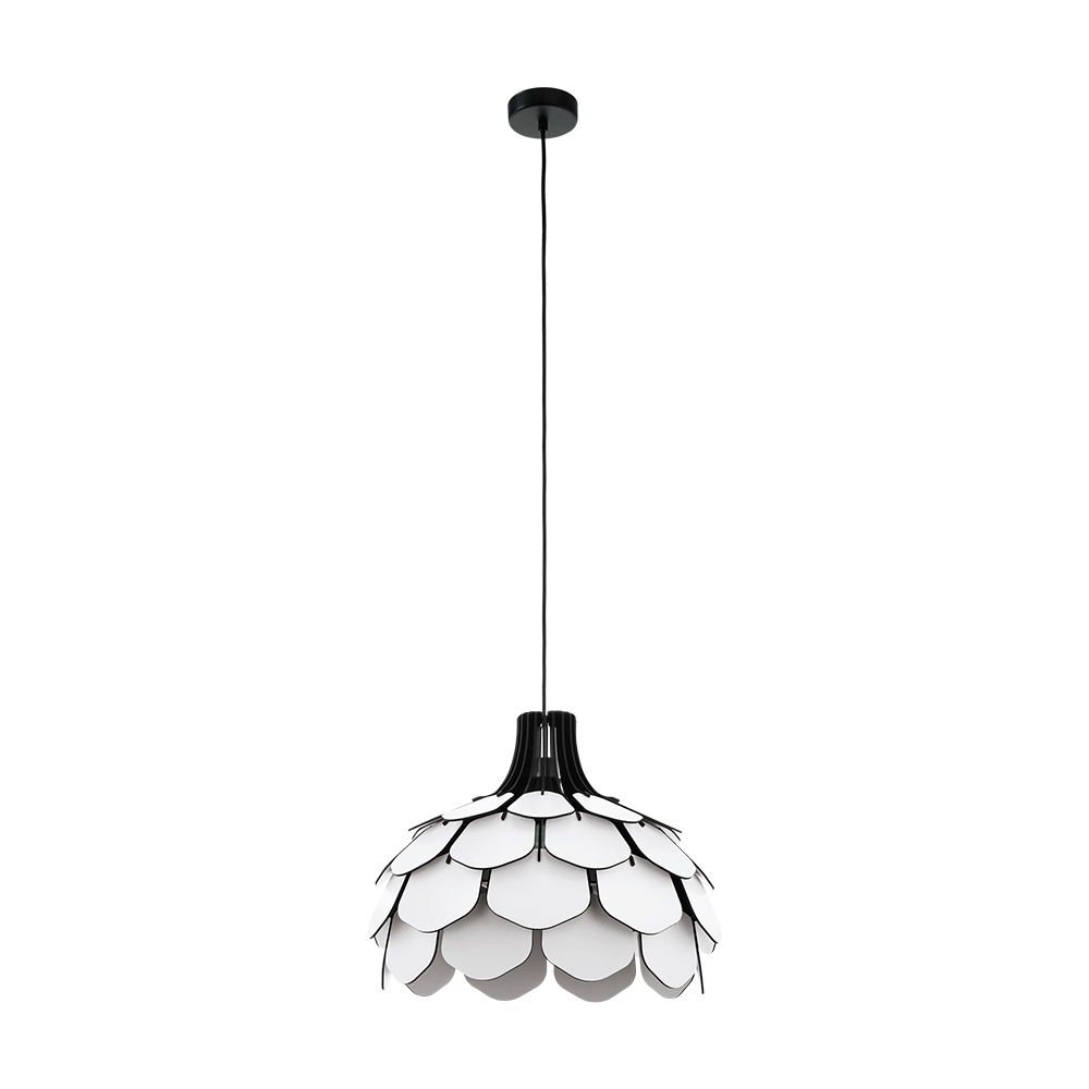 Morales - Pendant w/ White Shade and Black accents, 1-60W