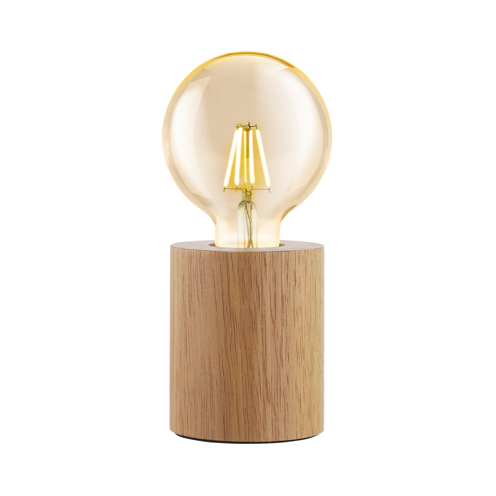 Turialdo - Open Bulb Table Lamp Natural Wood Finish 1-60W