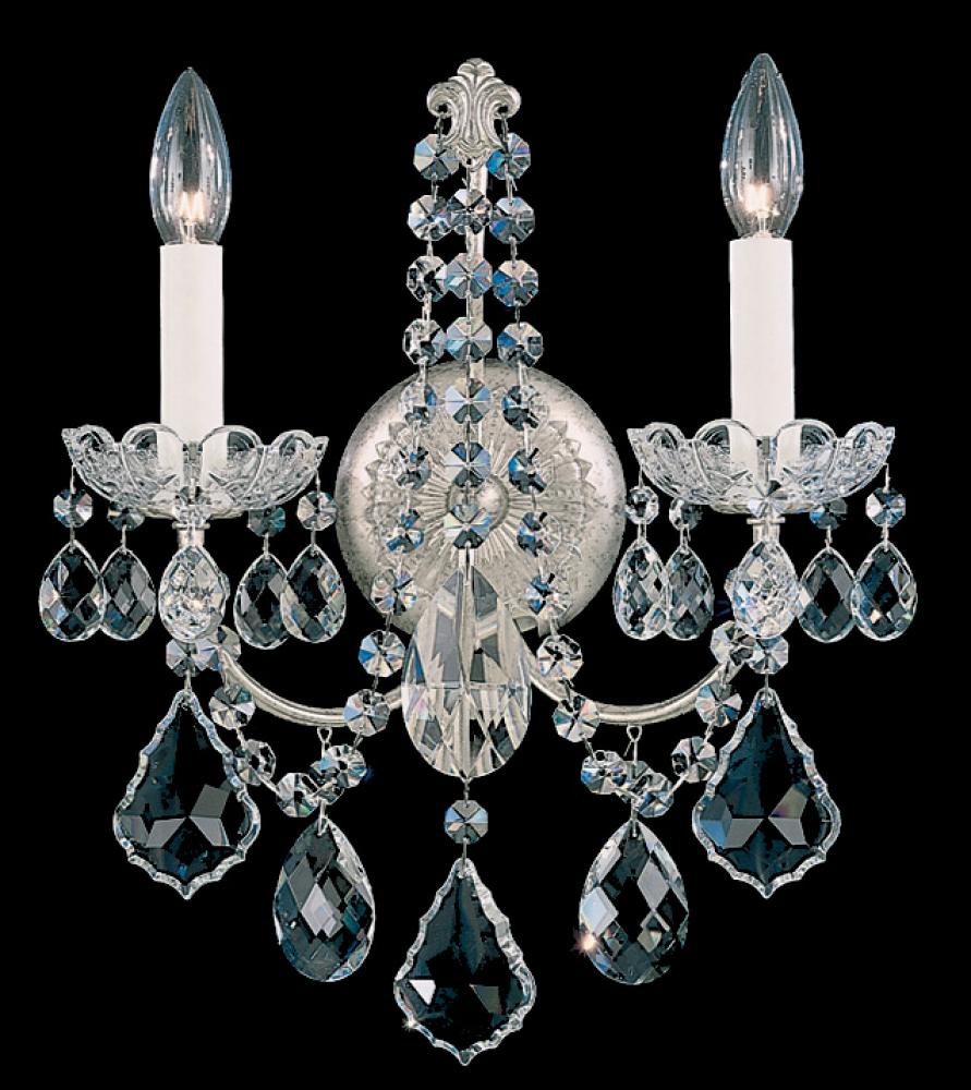 New Orleans 2 Light 120V Wall Sconce in Antique Silver with Heritage Handcut Crystal