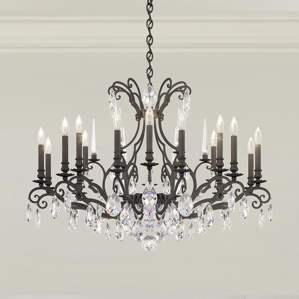 Renaissance Nouveau 18 Light 120V Chandelier in Antique Silver with Heritage Handcut Crystal