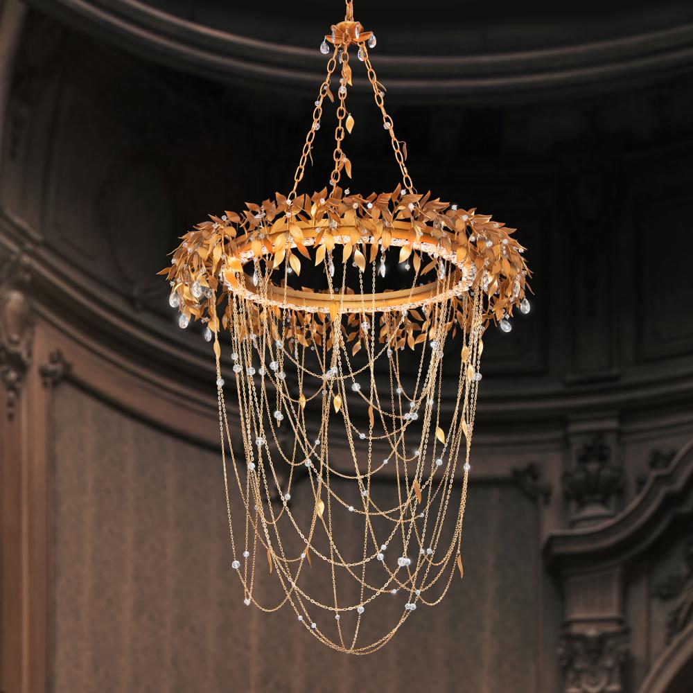 Midsummer Night 33IN LED 3000K/3500K/4000K 120V-277V Pendant in Gold with Optic Crystal