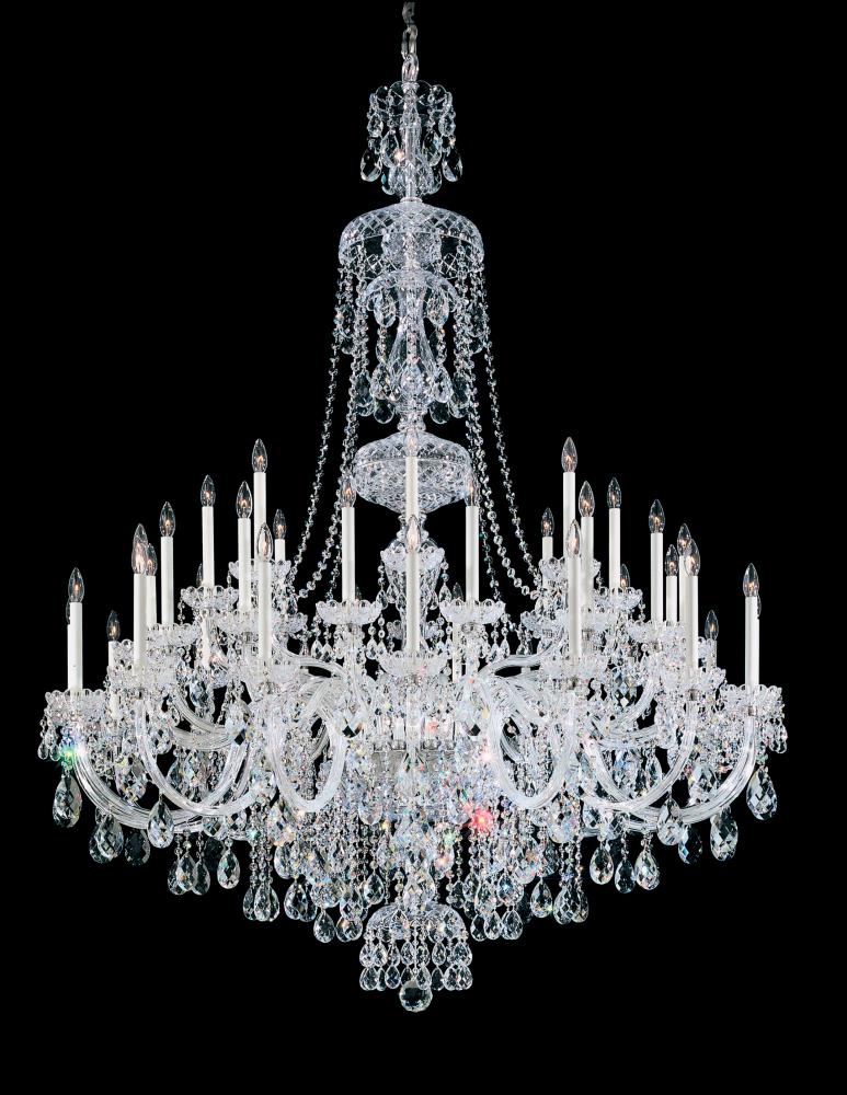 Sterling 45 Light 120V Chandelier in Polished Silver with Heritage Handcut Crystal