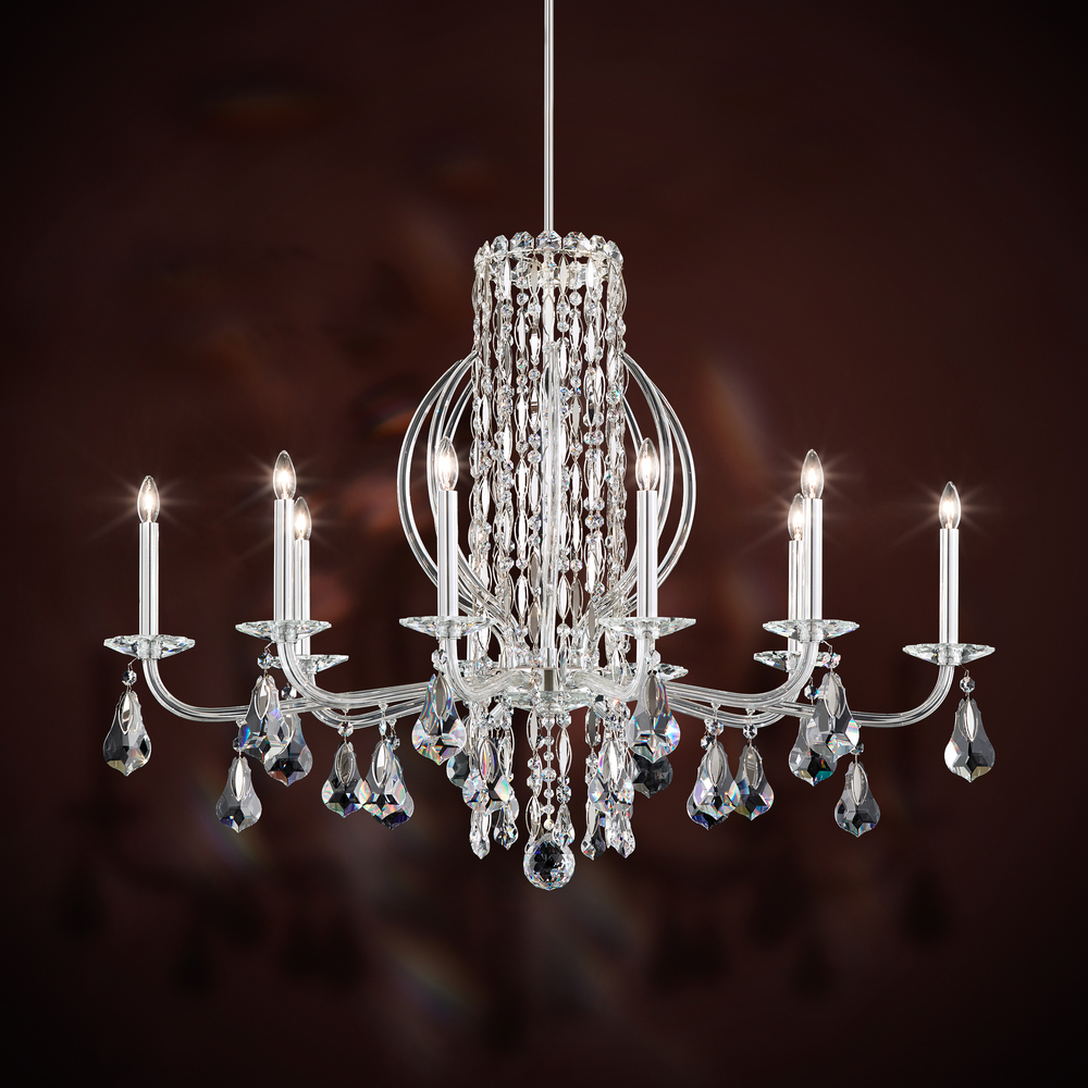 Siena 10 Light 120V Chandelier in Polished Stainless Steel with Heritage Handcut Crystal