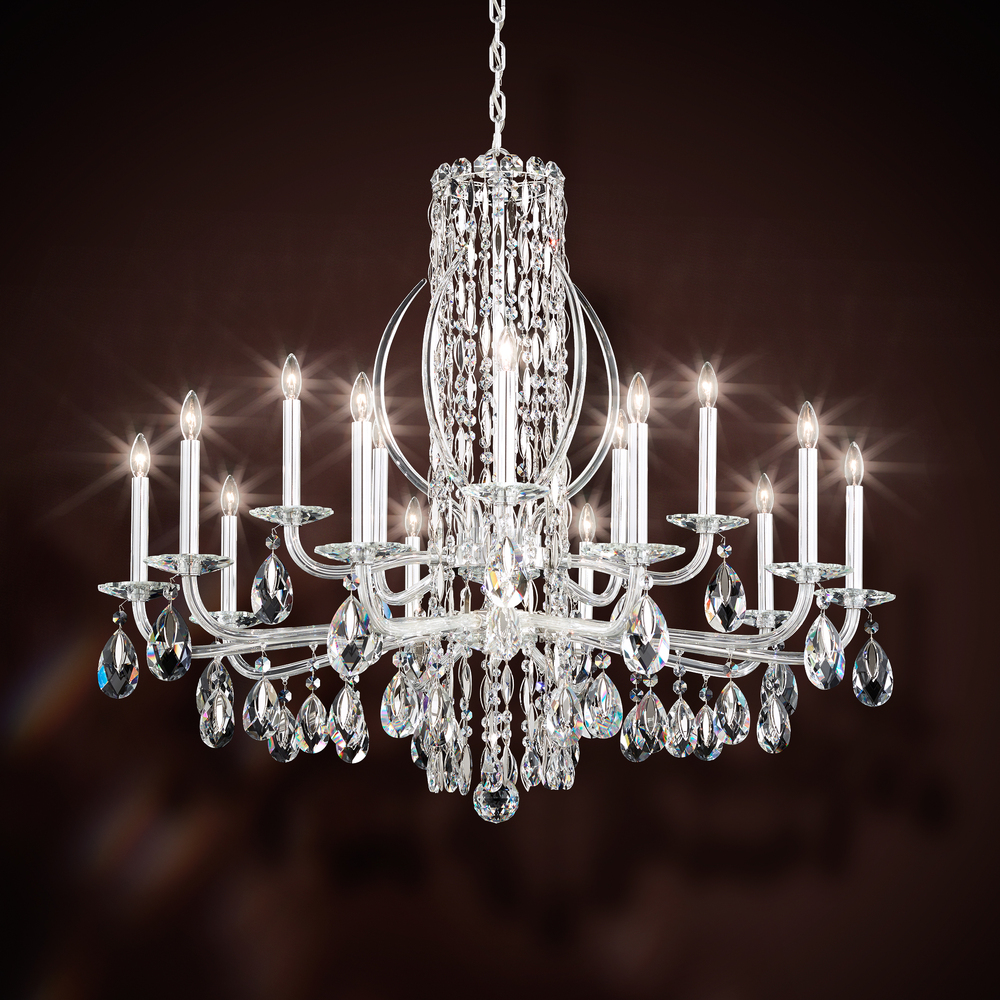 Siena 15 Light 120V Chandelier in Heirloom Gold with Heritage Handcut Crystal