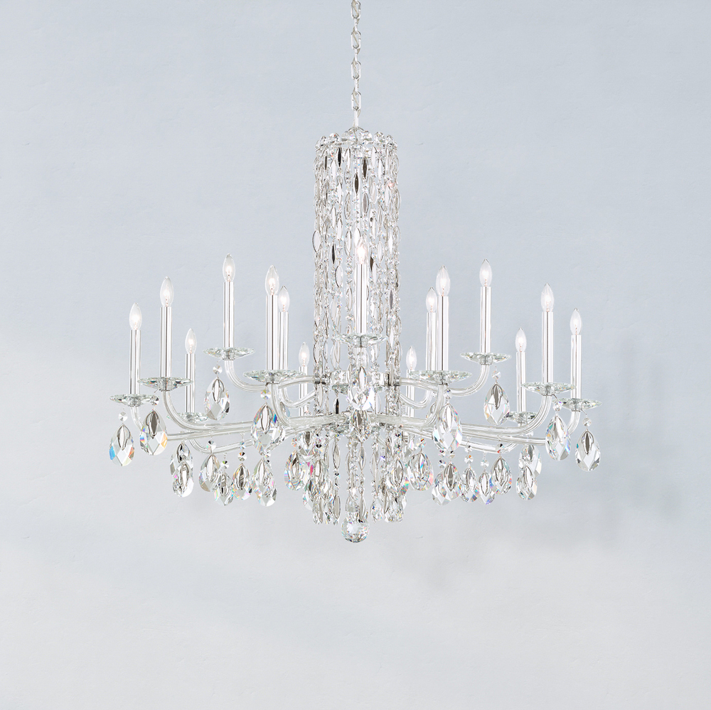 Siena 15 Light 120V Chandelier in Antique Silver with Heritage Handcut Crystal