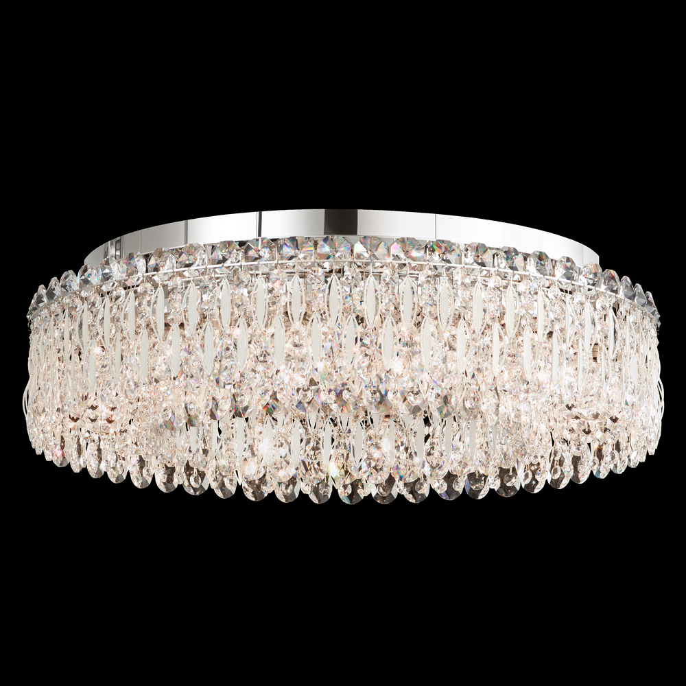 Sarella 12 Light 120V Flush Mount in Antique Silver with Heritage Handcut Crystal