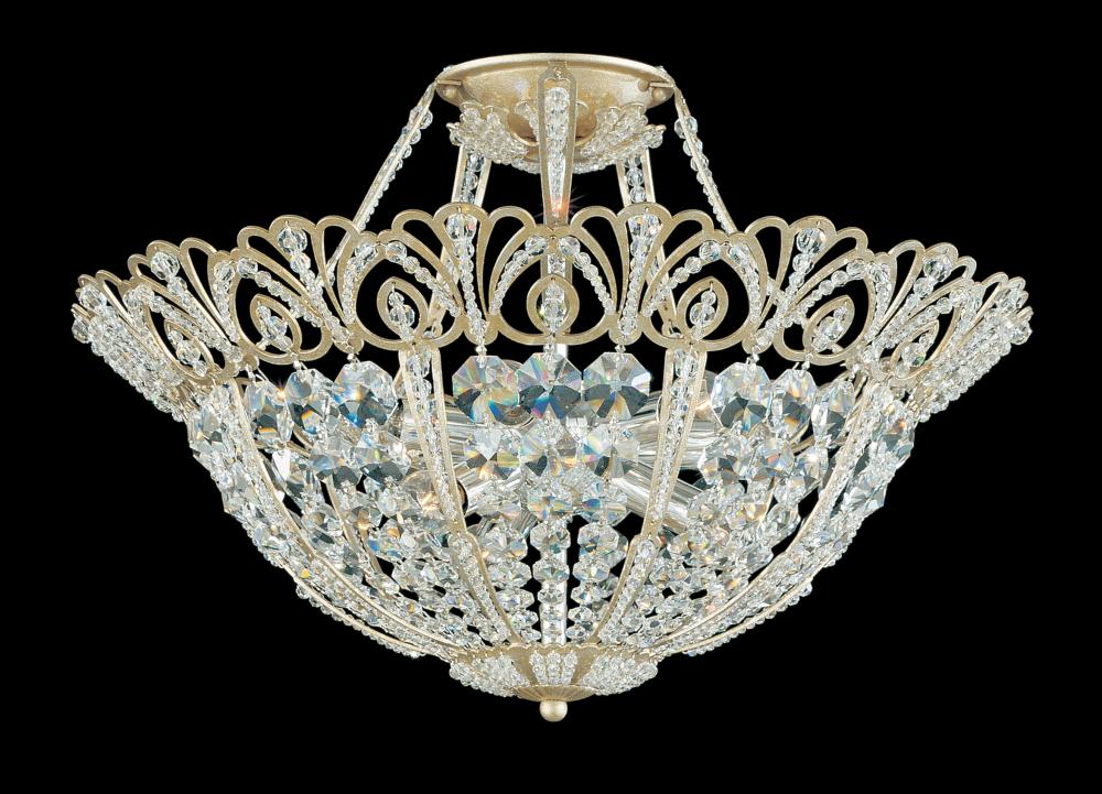 Rivendell 9 Light 120V Semi-Flush Mount in Antique Silver with Radiance Crystal