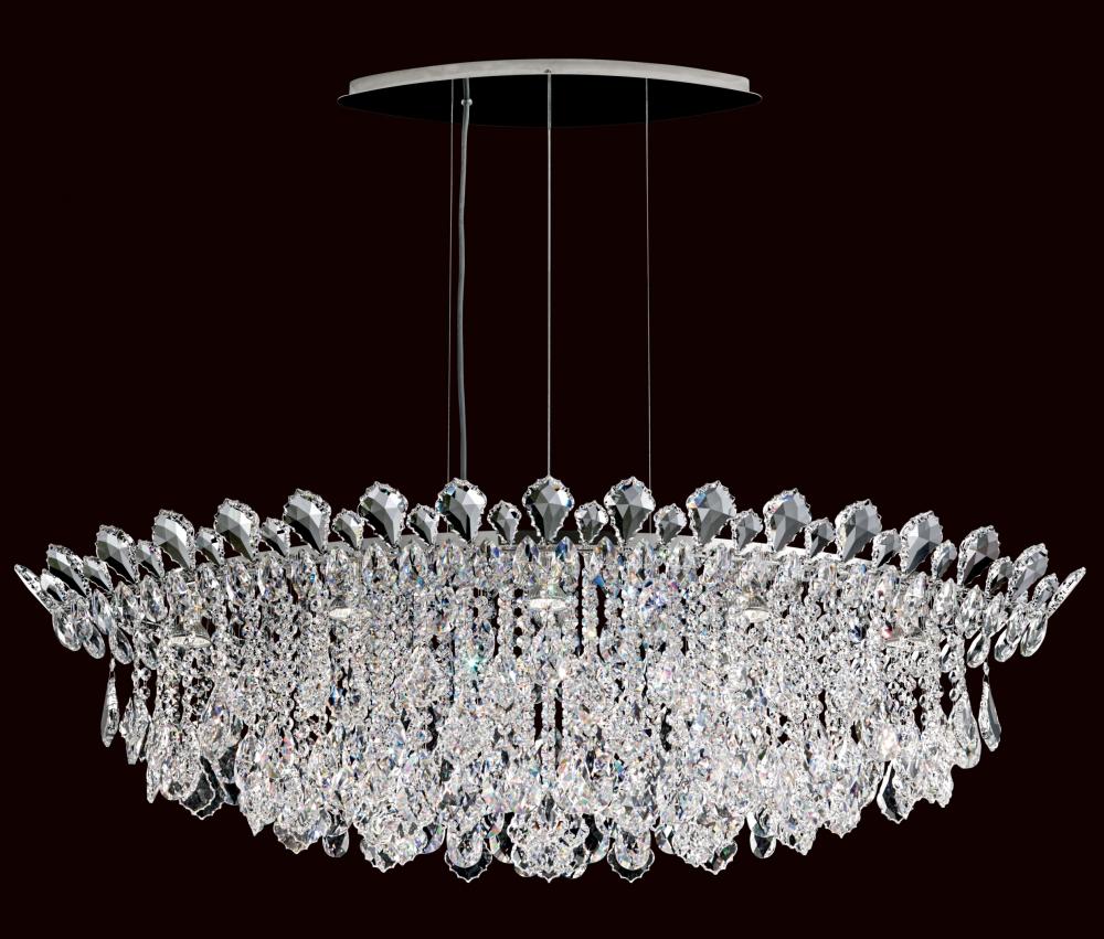 Trilliane Strands 8 Light 120V Pendant in Polished Stainless Steel with Heritage Handcut Crystal