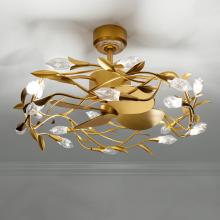 Schonbek 1870 S2432-26OH - Secret Garden 32in LED 120V Smart Fandelier in French Gold with Optic Haze Quartz