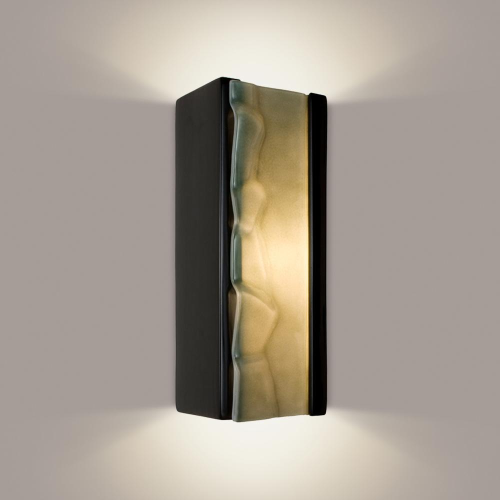 River Rock Wall Sconce Black Gloss and Seaweed (Outdoor/WET Location)