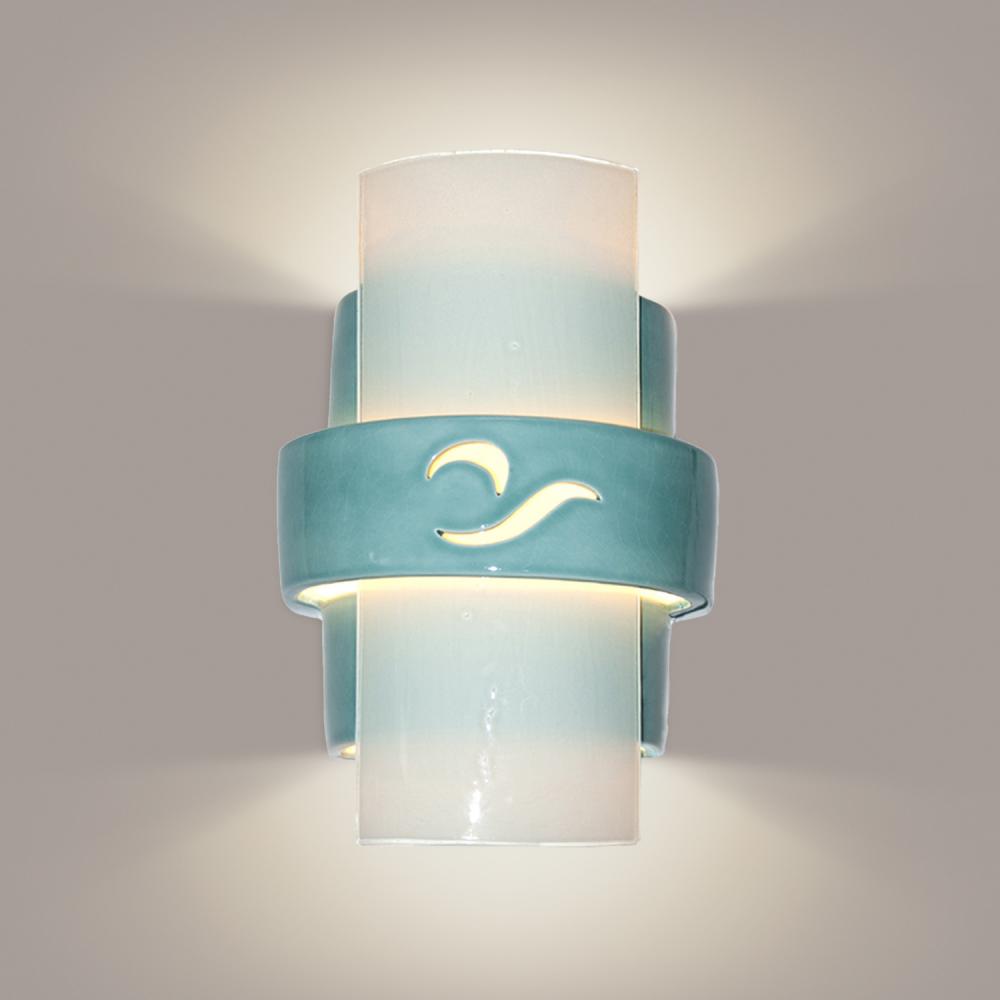 South Beach Wall Sconce Teal Crackle and White Frost (Outdoor/WET Location)