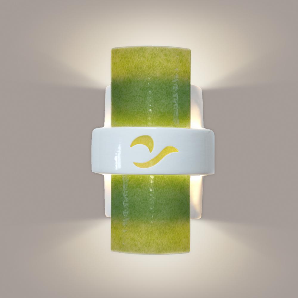 South Beach Wall Sconce White Gloss and Lime (Outdoor/WET Location)