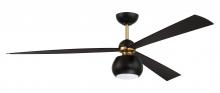 Craftmade OTT60FBSB3 - 60&#34; Otto in Flat Black/Satin Brass w/ Flat Black Blades