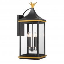 Crystorama SIM-804-MK-TG - Simpson 4 Light Matte Black + Textured Gold Outdoor Sconce