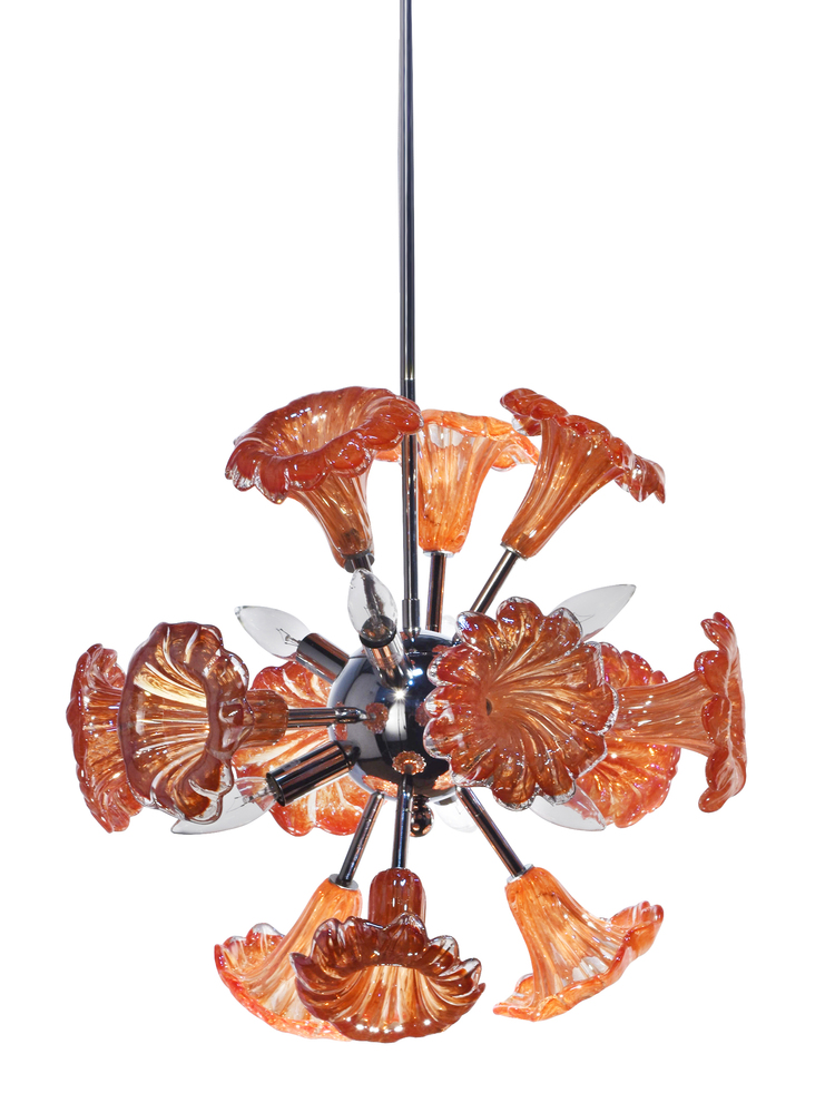 Yuri Orange 6-Light Art Glass Hanging Fixture