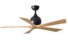 Matthews Fan Company IR5-BK-LM-52 - Irene-5 five-blade paddle fan in Matte Black finish with 52&#34; with light maple blades.