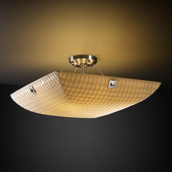 18&#34; Semi-Flush Bowl w/ CONCENTRIC SQUARES FINIALS