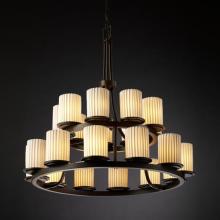 Justice Design Group POR-8767-10-BMBO-MBLK - Dakota 21-Light 2-Tier Ring Chandelier