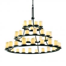 Justice Design Group CNDL-8714-14-CREM-MBLK - Dakota 45-Light 3-Tier Ring Chandelier