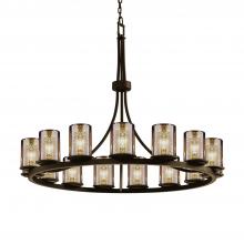 Justice Design Group FSN-8715-10-MROR-DBRZ - Dakota 15-Light 1-Tier Ring Chandelier