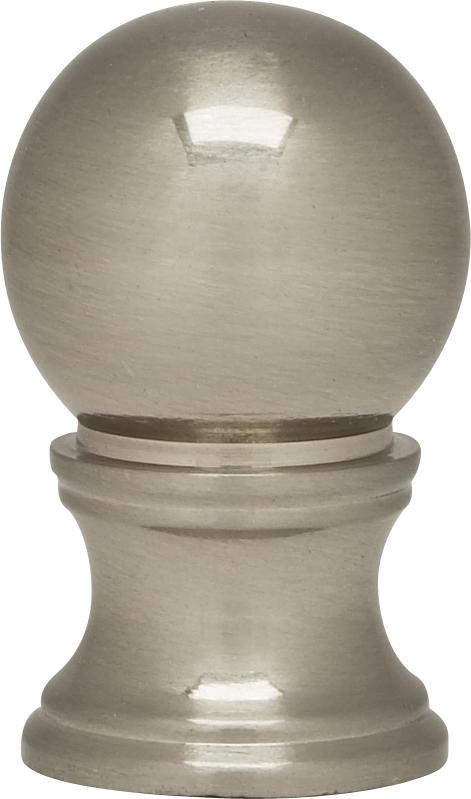 Satin Nickel Ball Finial; 1-1/4&#34; Height; 3/4&#34; Diameter; 1/4-27