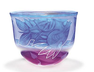 AE/ SCHALE, bowl w/fish, blue/