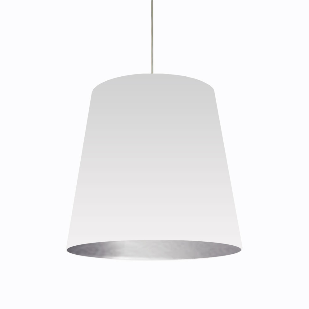 1 Light Tapered Drum Pendant with White on Silver Shade