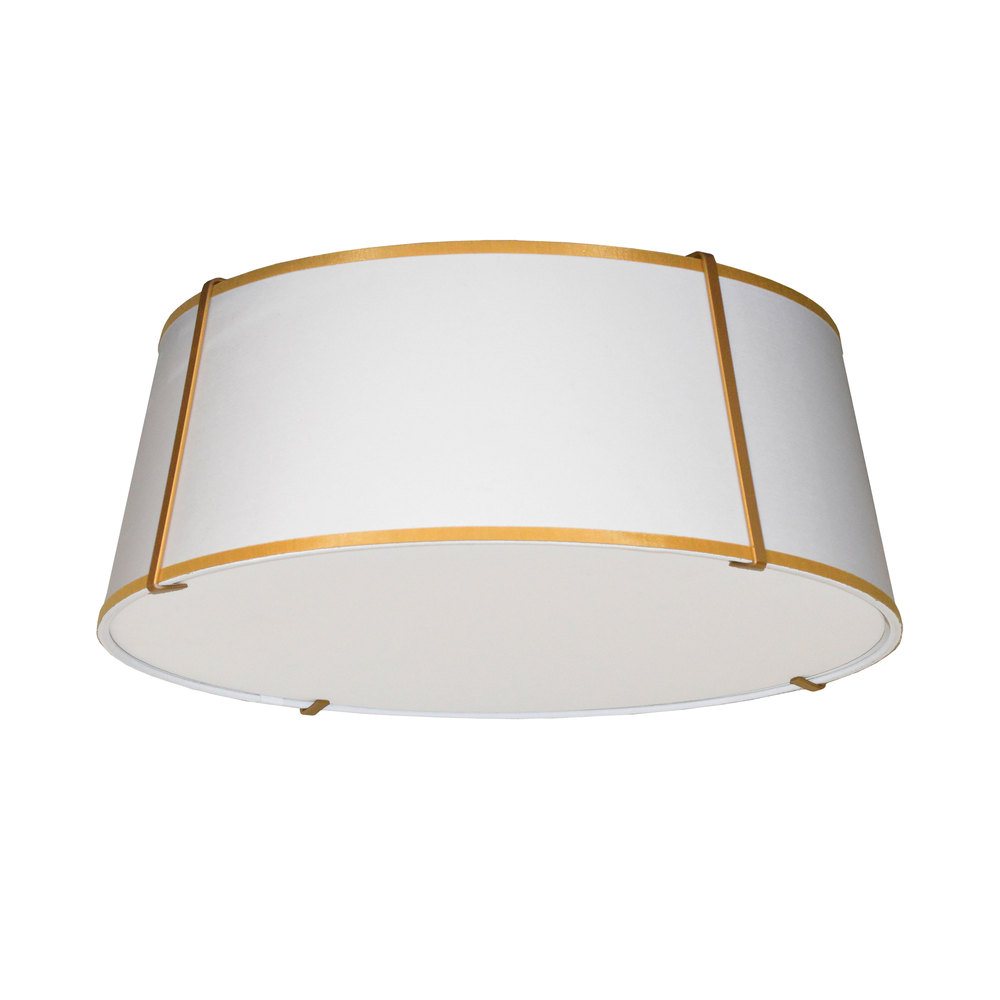 4 Light Incandescent Flush Mount Gold with White