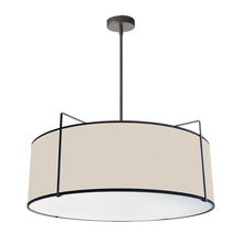 Dainolite TRA-244P-BK-CRM - 4 Light Drum Pendant Black/Cream Shade w/ White Fabric Diffuser