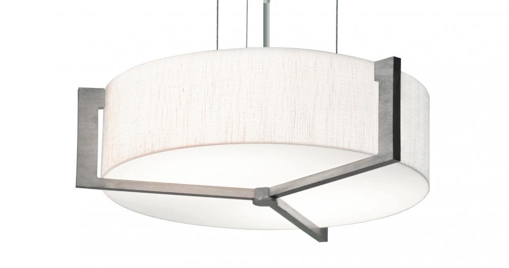 Apex 17&#39;&#39; LED Pendant - Weathered Grey Finish - Linen White Shade